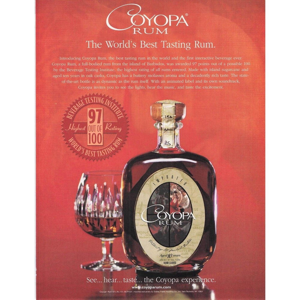 Vintage Coyopa Rum Print Ad Aged 10 Years Barbados Luxury Spirits